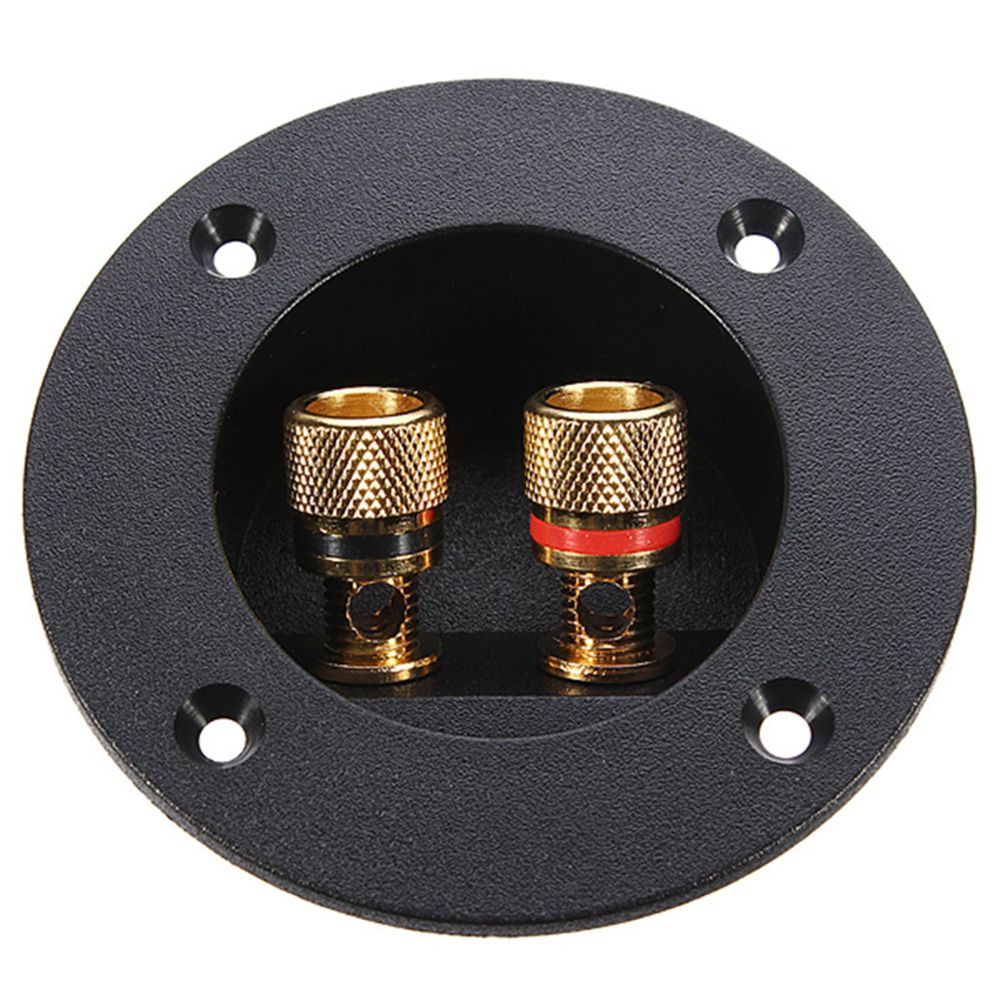 LUCKY Black Round Boxes with 2 Banana Jack Gilded Stereo Plug Speaker Terminal Connectors Connection Brand New High Quality Spring Cup Subwoofer