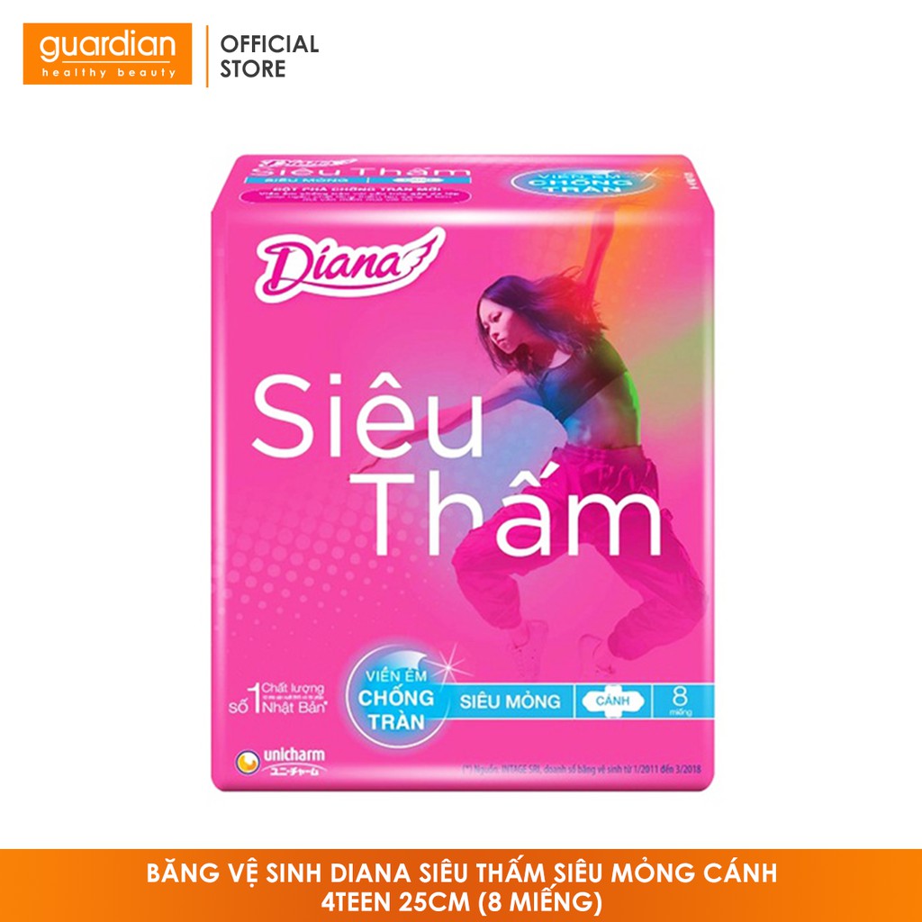 Băng Vệ Sinh Diana Siêu Thấm Siêu Mỏng Cánh 4Teen 23cm (8 miếng)