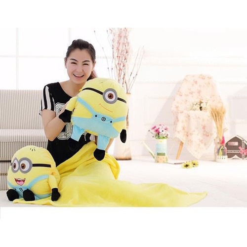 MỀN GỐI THÚ BÔNG 2 TRONG 1 KIỂU DÁNG MINION DỄ THƯƠNG