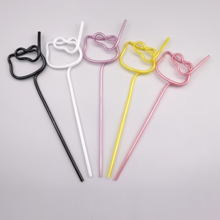 Ống hút nhiều màu hình Hello kitty dễ thương có thể tái sử dụng tiện lợi