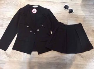 SÉT ÁO VEST NÚT + CHÂN VÁY XẾP LY