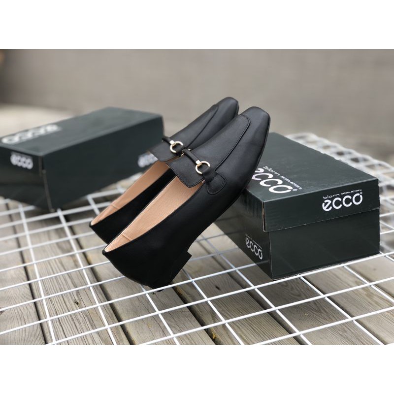 Giày loafer nữ da thật mũi vuông gắn quai ngang ecco