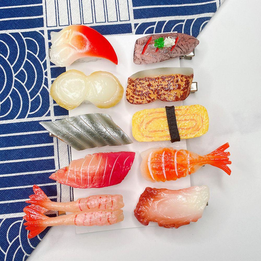 LILYES Kẹp Tóc Mỏ Vịt Đính Quả Cơm Sushi Nhân Tạo Dễ Thương Vui Nhộn Hợp Thời Trang Cho Bạn Gái