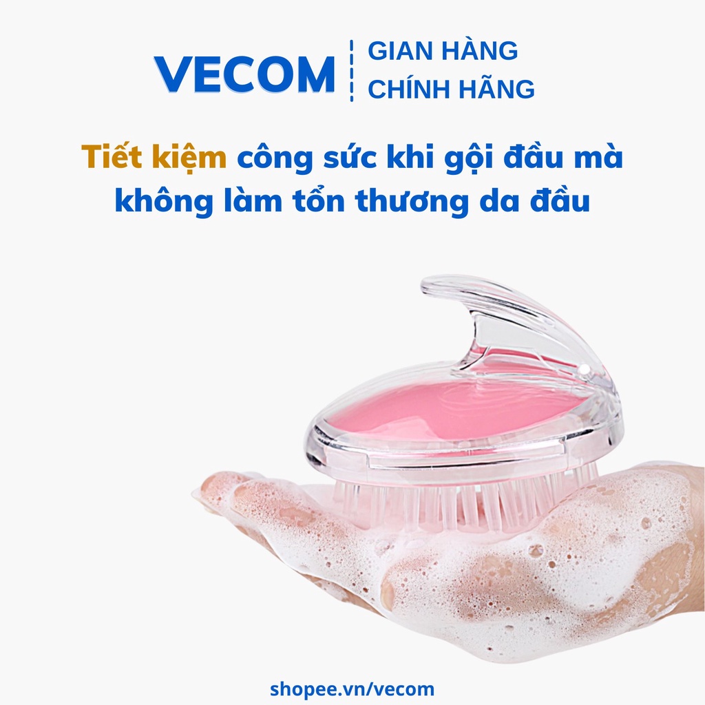 Lược Gội Đầu Silicon Nhiều Màu Sang Trọng Massage Đầu Giảm Stress Rụng tóc Kích Thích Mọc Tóc VECOM
