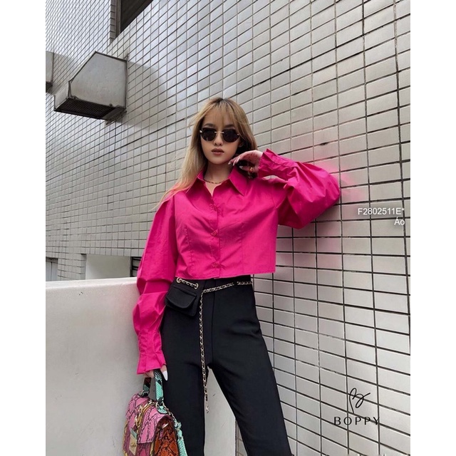 Áo sơ mi croptop tay dài và tay ngắn chuẩn dáng