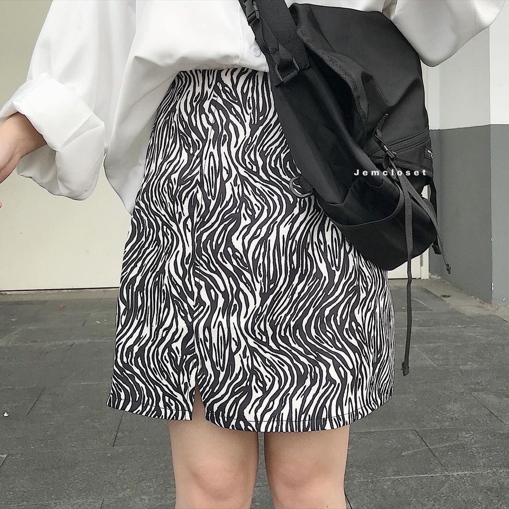 Chân Váy Ngắn REA JEM CLOSET Thiết Kế Sọc Vằn Cá Tính Sexy 3322