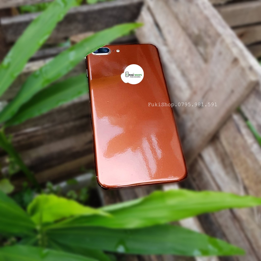 Tấm Dán Skin Full viền Glossy Brown Kèm Táo phát sáng 11 PRO MAX XSMAX X XS XR 6plus 7plus 8plus 6 5 7 12 PRO