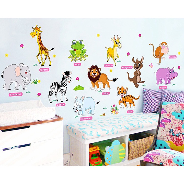 Decal dán tường Thú Tiếng Anh 2