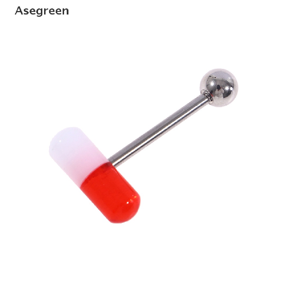 [Asegreen] Set 10 Khuyên Lưỡi Nhiều Màu Sắc Hình Viên Thuốc Chất Liệu Acrylic Phong Cách Punk