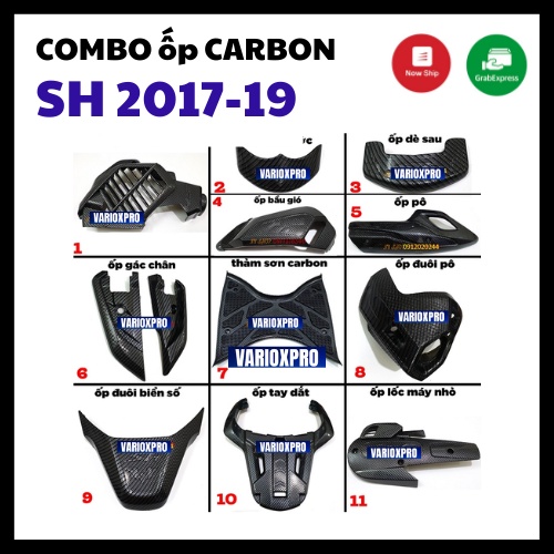 Ốp carbon caro chụp xe Sh 2017 2018 2019