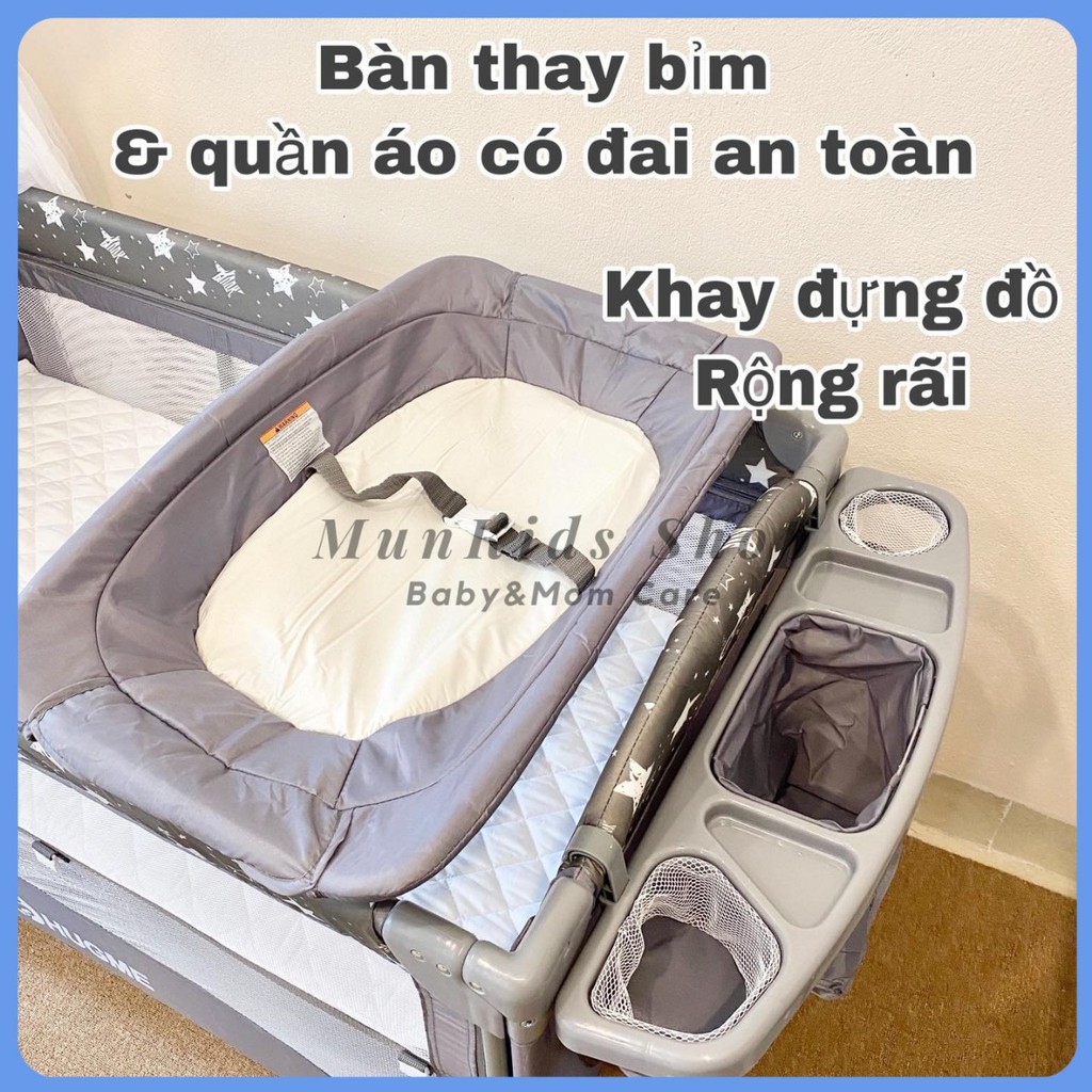  Nôi Cũi Vải Gấp Gọn Đa Năng 8in1 Hugme Cao Cấp