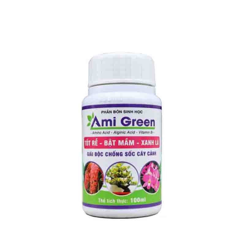 Phân bón sinh học Ami green - chai 100ml kích rễ, giải độc hữu cơ cho cây