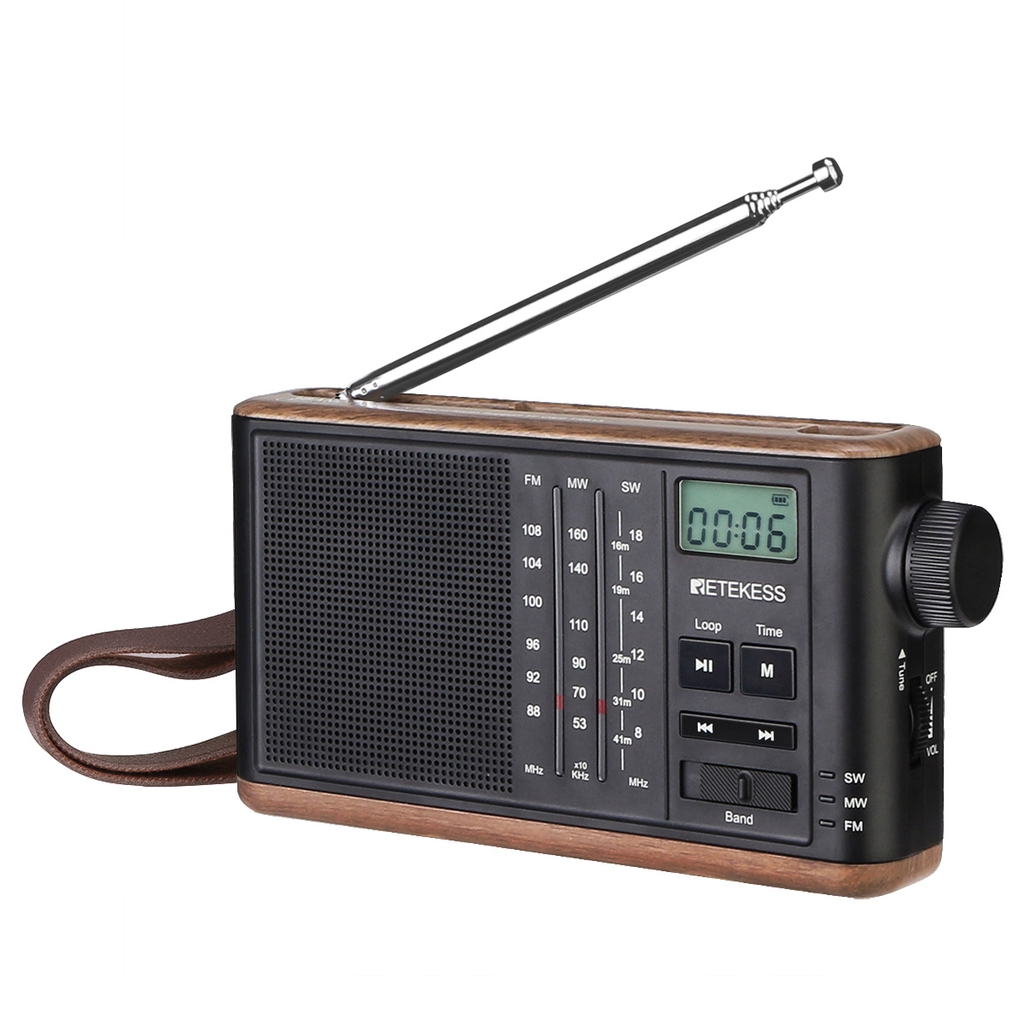 Đài radio FM/ MW/ SW Retekess TR613 hỗ trợ thẻ TF USB nhỏ gọn phong cách cổ điển cổng tai nghe 3.5mm