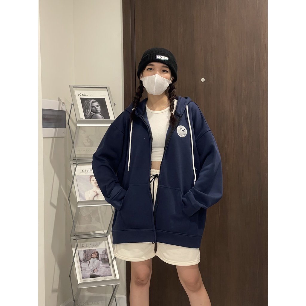 Áo khoác hoodie nỉ bông dây kéo MITAn form rộng unisex nam nữ 1HIT