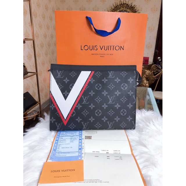 [Ảnh thật] VÍ clutch cầm tay doanh nhân LV SUPER VIP ‼️ fullbox , túi vải , card LOUIS VUITTON hoa đen