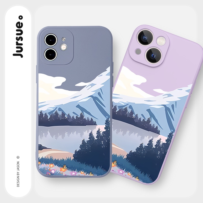 Ốp lưng JURSUE mềm viền vuông hình dễ thương đẹp Cho iPhone 14 13 12 11 Pro Max SE 2020 X XR XS 8 7 ip 6S 6 Plus Y2400