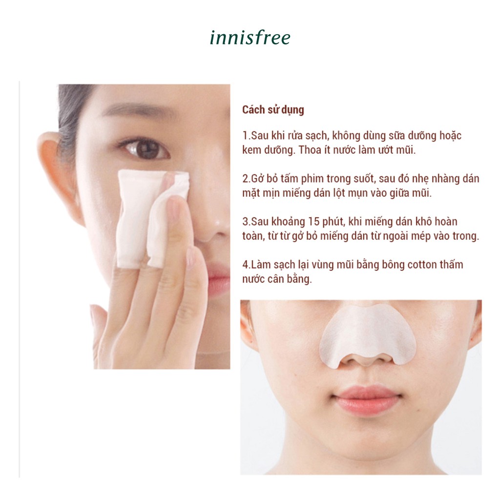 Mặt nạ lột mụn đầu đen innsifree Jeju Volcanic Nose Pack 6 Miếng