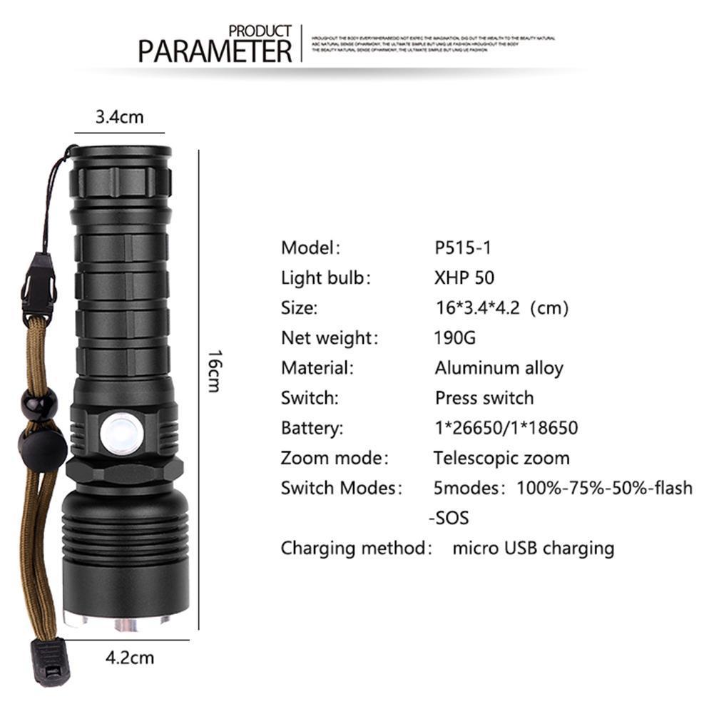 Tactical Flashlight LED Torch 5 Mode Light Hunting Ultra Bright Camping