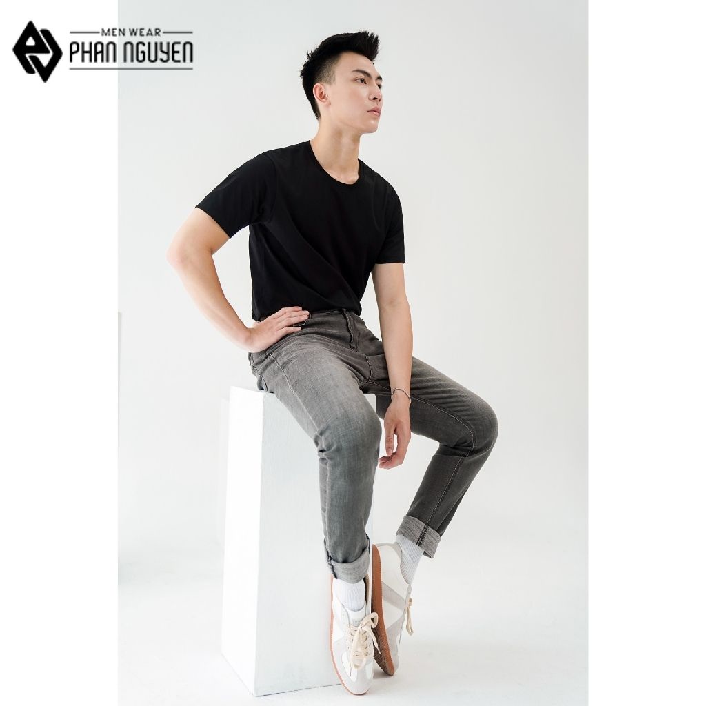 Quần jean nam ghi khói cao cấp Phan Nguyễn kiểu dáng slim fit, thiết kế trẻ trung, độ bền cao, thoáng mát QBD.021