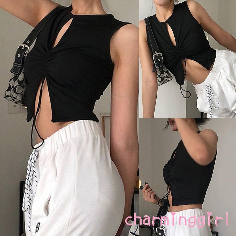 Áo crop top không tay màu sắc thời trang mùa hè dành cho nữ