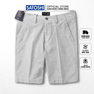 Quần short nam SAQS32 chất kaki co giãn dáng vừa màu trắng xám, form regular fit |SATOSHI|