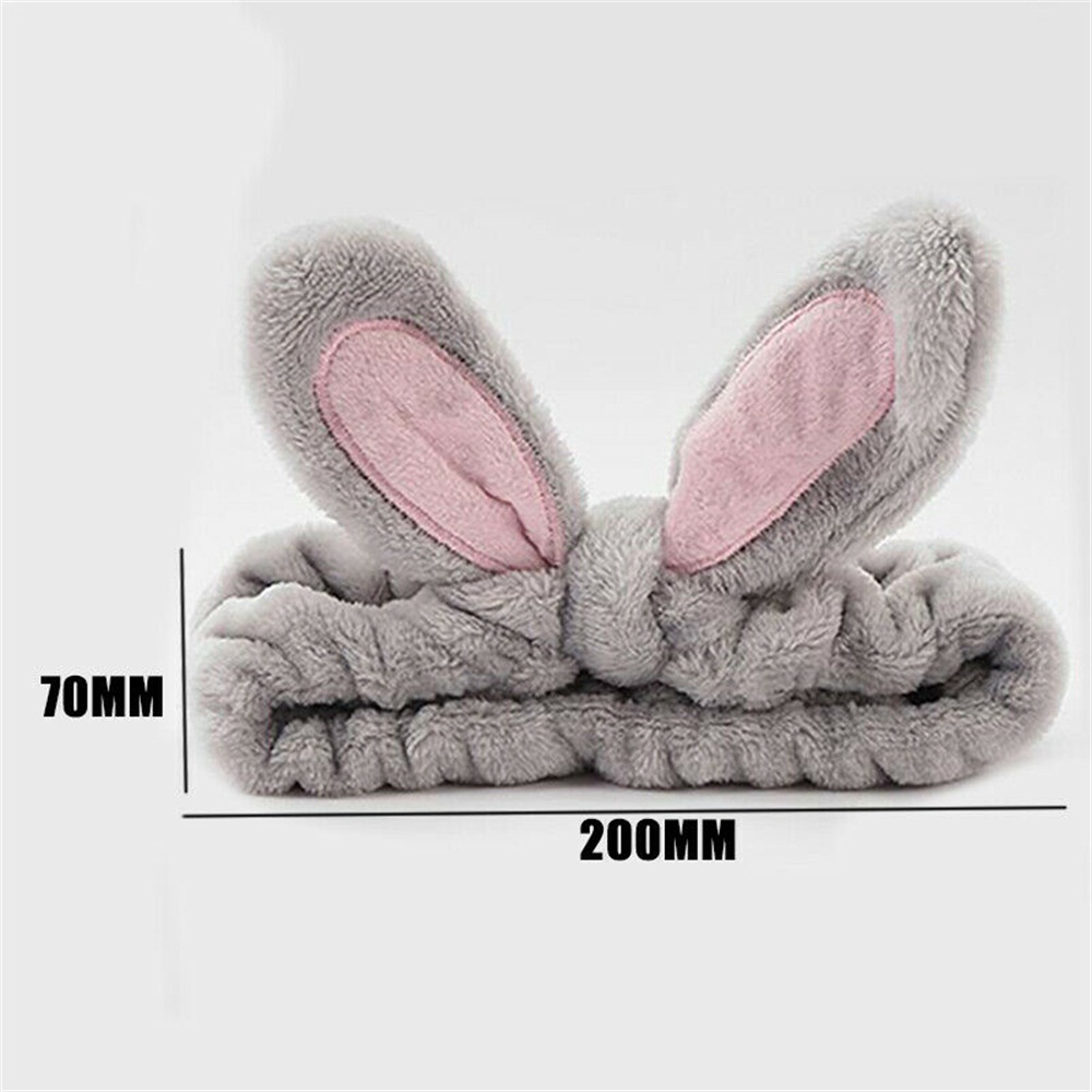 Băng đô thiết kế hình tai thỏ co giãn mềm mại hỗ trợ trang điểm tiện lợi dành cho nữ