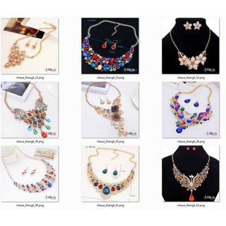 Set vòng cổ - hoa tai đính đáiang trọng