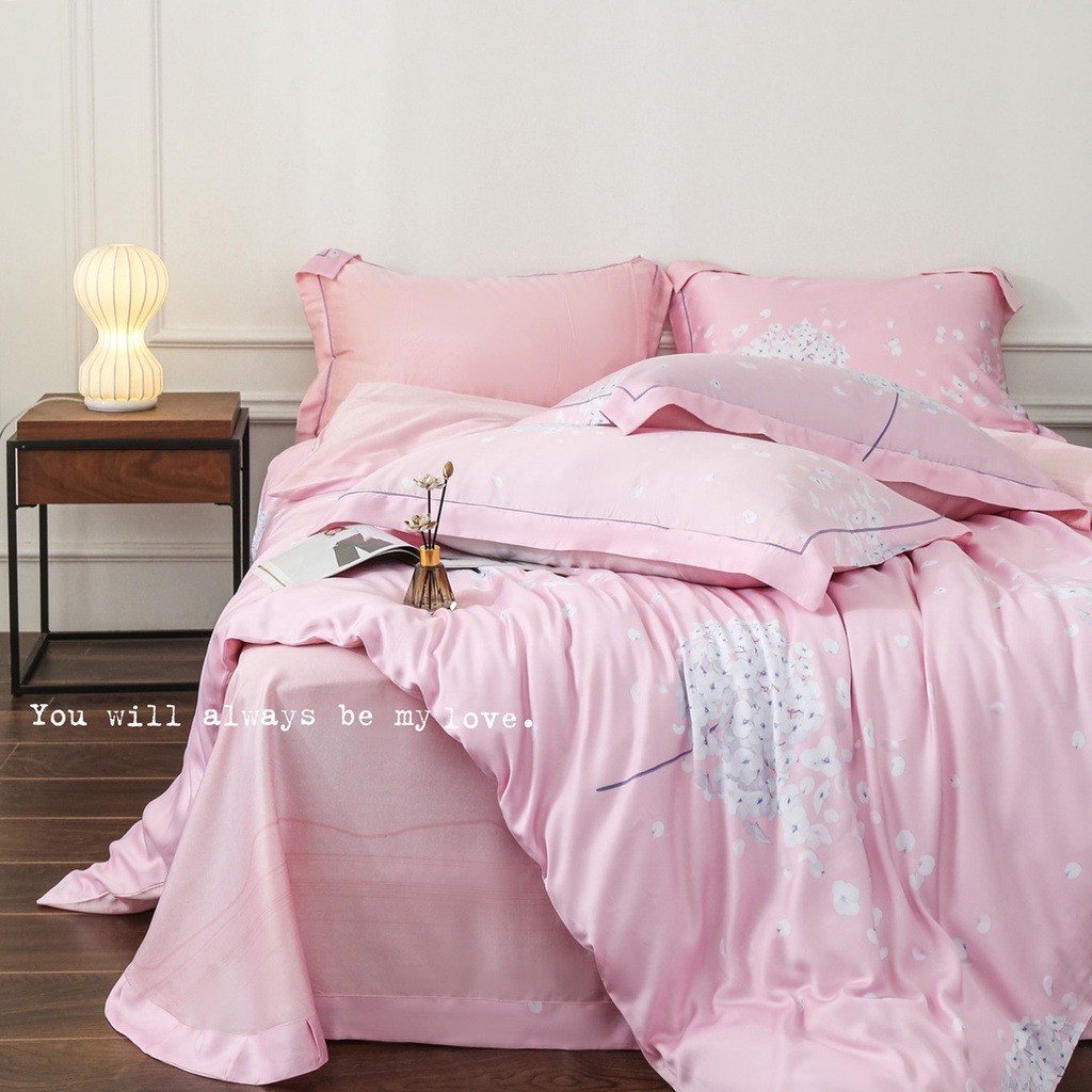 Bộ chăn ga gối 100%Tencel 60s, phiên bản in 2 mặt, họa tiết bồ công anh, siêu mềm mát 2022
