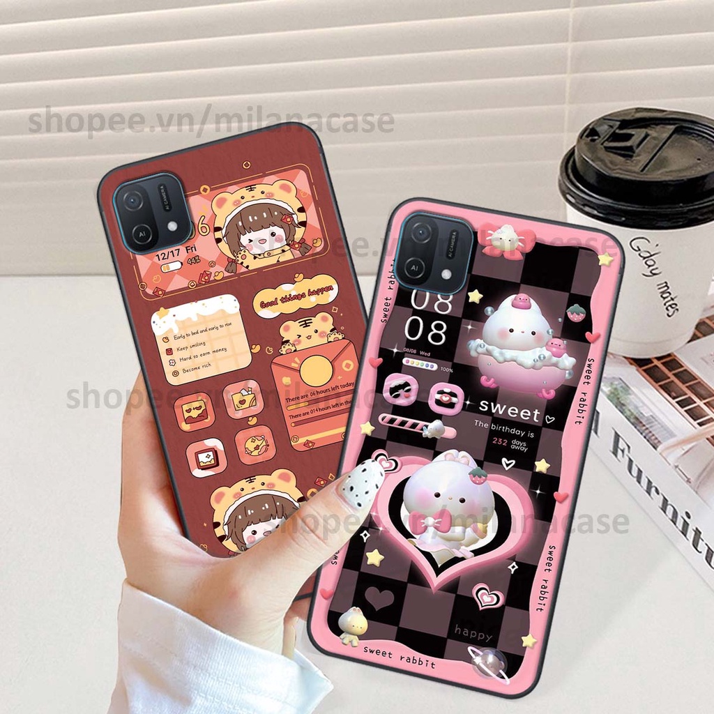 Ốp Oppo A16k hình đồng hồ icon gấu mèo cute cực dễ thương ngộ nghĩnh