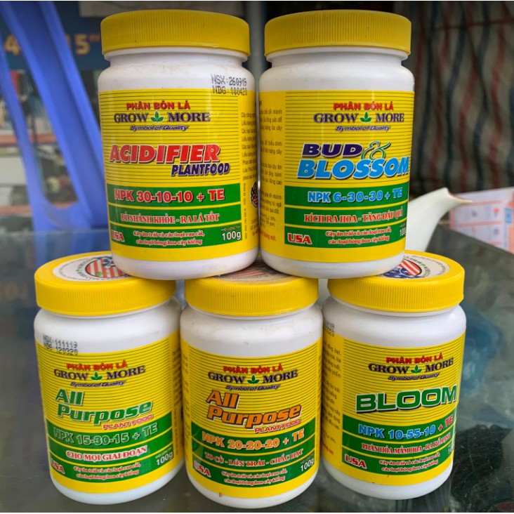 Set 5 hộp phân bón lá Growmore tốt cho mọi giai đoạn của cây trồng