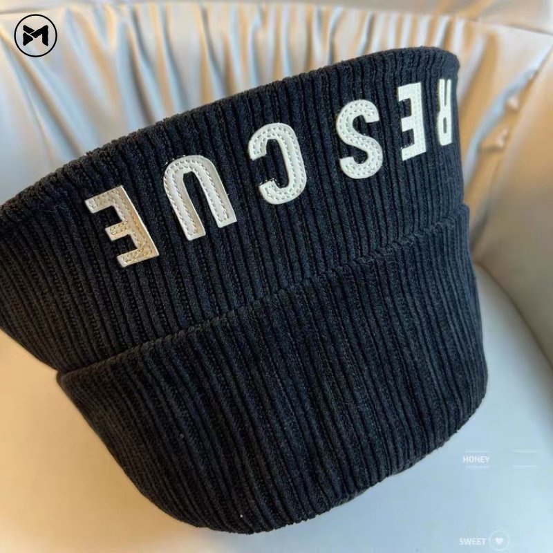 Mũ Tai Bèo Nhung Kẻ Thêu Chữ Phong Cách Thời Trang Vintage Nhật Bản