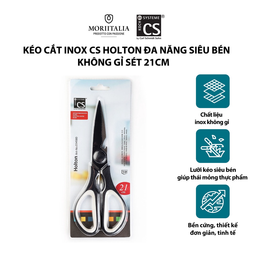 Kéo cắt inox CS HOLTON đa năng siêu bén không gỉ sét Moriitalia 034580
