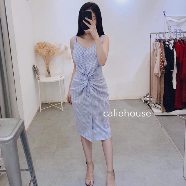 Váy caro xanh Calie House