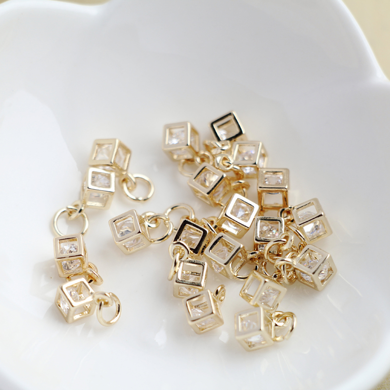 Mặt Vòng cổ Hình Vuông Đính Đá zircon 14K Đường Kính 4mm Làm Trang Sức Thủ Công