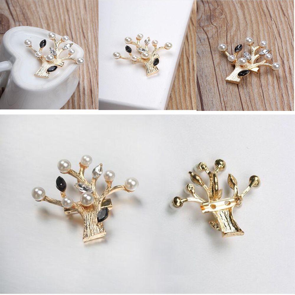 Ghim Cài Áo Hình Nhánh Cây Đính Ngọc Trai Nhân Tạo Thời Trang