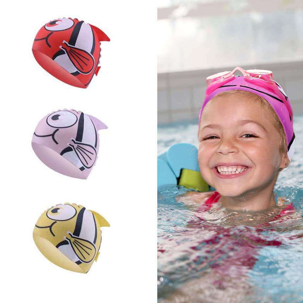 Mũ Bơi Silicon Co Giãn Họa Tiết Hoạt Hình Cho Bé