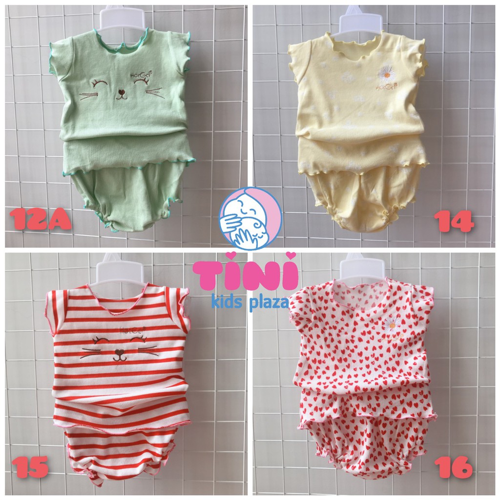 [Chọn mẫu] Bộ thun mát HotGa dễ thương cho bé gái từ 3-7 kg