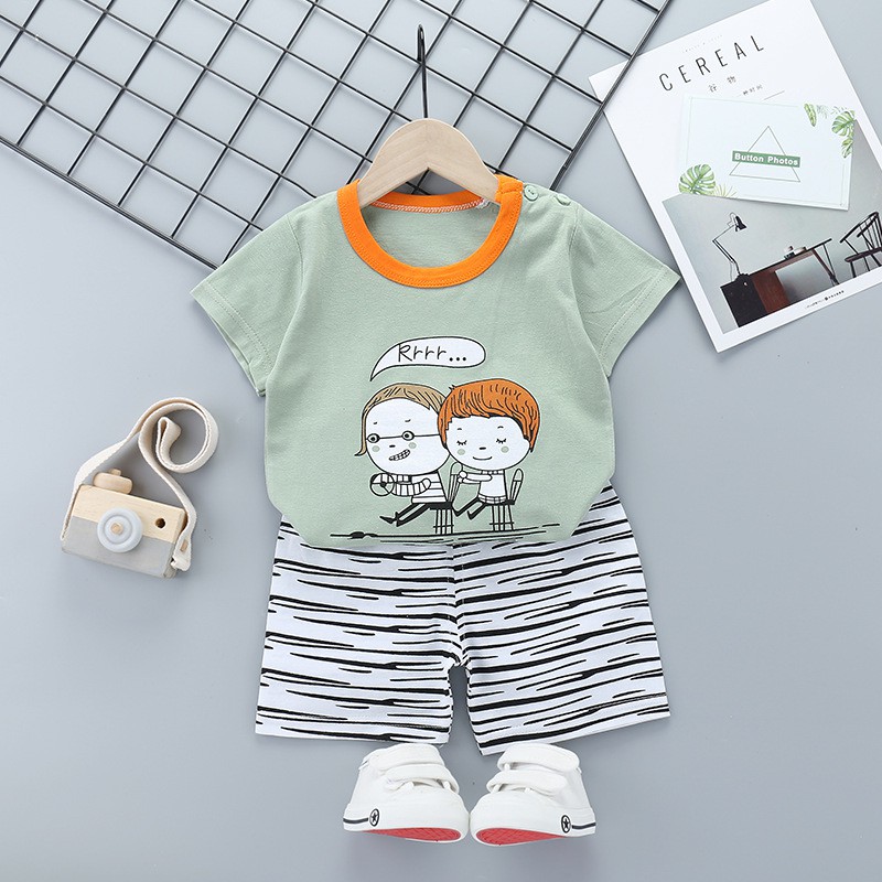 Set Áo Thun Tay Ngắn &amp; Quần Short Cho Bé Từ 1-6 Tuổi