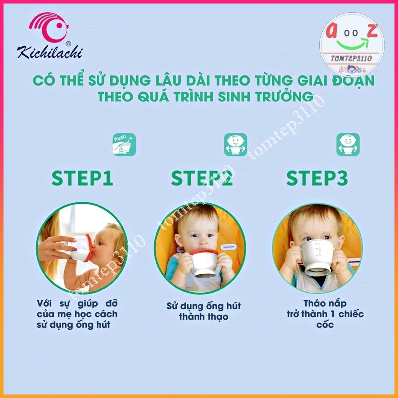 Cốc Tập Uống, Tập Hút Kichilachi 150ml 3 Giai Đoạn Cho Bé