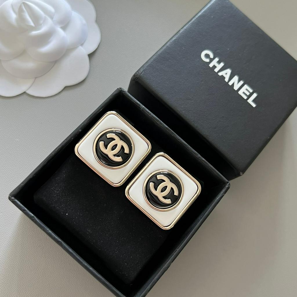 Bông Tai Mạ Bạc 925 Hình Vuông Chữ C / C Bằng Đồng Thau Phong Cách Retro Thời Trang 2023