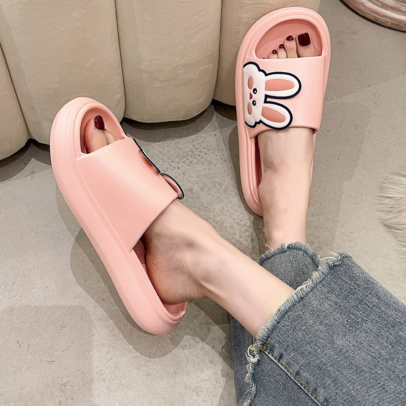 [HÀNG MỚI] Dép bánh mì,dép quai ngang hình thỏ má hồng dễ thương đế 3cm phong cách Ulzzang