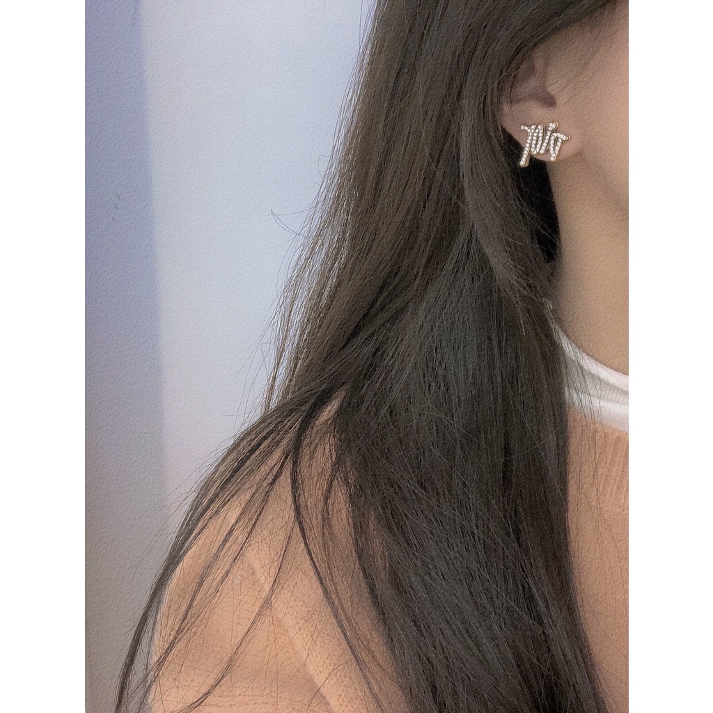 Khuyên Tai Tròn Bằng Thép Titan In Logo Dior Thời Trang Cho Nữ