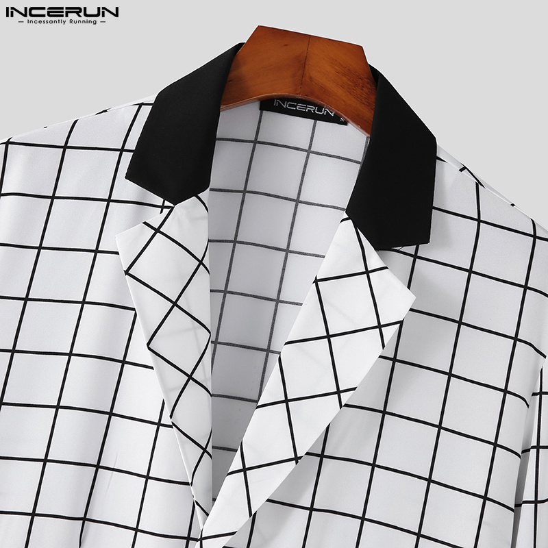 INCERUN Bộ Áo Khoác Blazer Dài Tay + Chân Váy Thời Trang Cho Nam