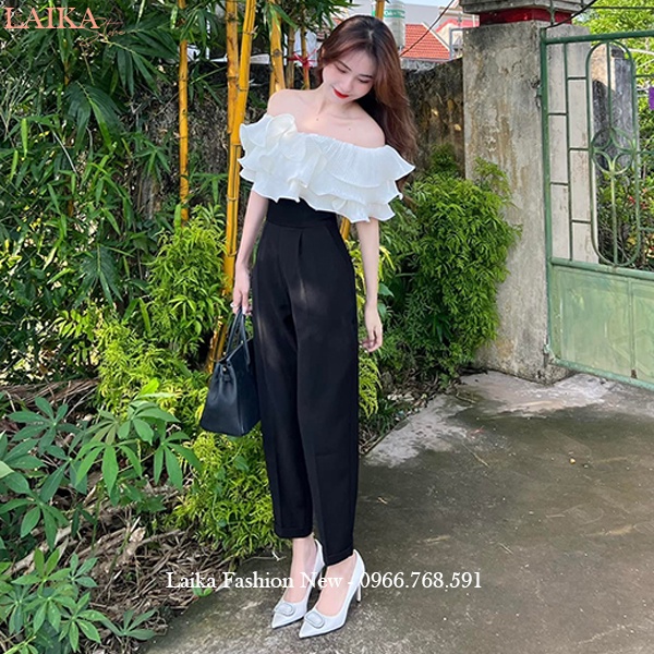 Quần tây nữ lưng cao khóa sau cạp V bản to đi học làm công sở dáng quần baggy nữ cạp cao vải dày mềm co giãn nhẹ đi học