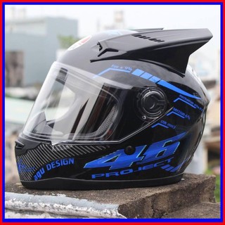 [Sản Phẩm Bán Chạy] MŨ BẢO HIỂM FULLFACE AGU TEM 46 XANH BIỂM KÈM SỪNG