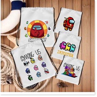 Balo Dây Rút Among Us chất CANVAS tiện ích du lịch Dành Cho Cả Nam Và Nữ 38x33cm vuhuyenstore SKU 013