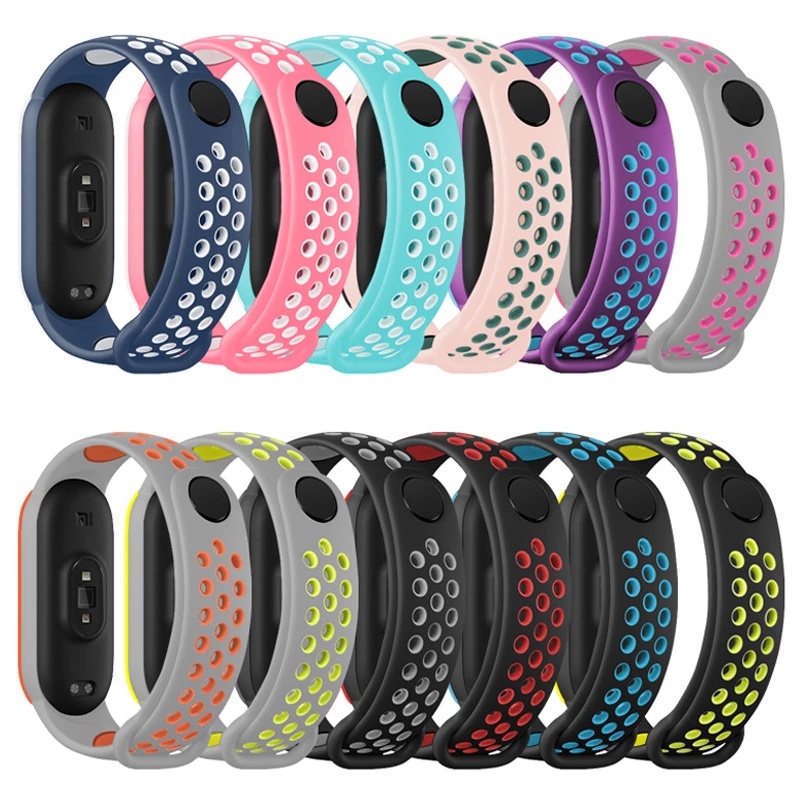 Dây đeo đồng phụ phụ kiện thiết kế phối hai màu trẻ trung thích hợp cho Xiaomi Mi Band 3 4 5 6 M3 M4