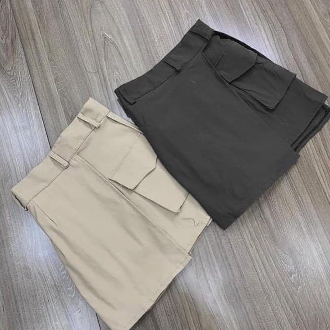 Chân váy kaki túi hộp chữ a bút chì ulzzang xẻ tà AnDuShop | BigBuy360 - bigbuy360.vn