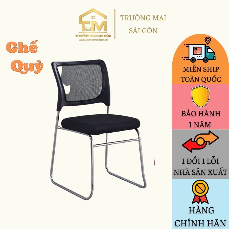 Ghế quỳ làm việc văn phòng học tập Trường Mai Sài Gòn cao cấp chân siinox lưng tựa lưới thoáng mát