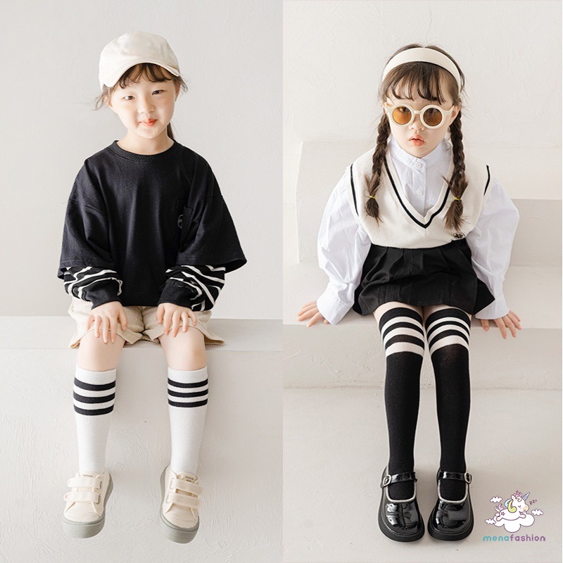 Vớ Dài Trung Bình Không Gót Họa Tiết Sọc Cầu Vồng Đơn Giản Dành Cho Bé Trai Bé Gái